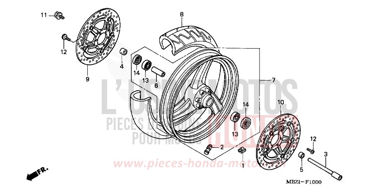 FRONT WHEEL for CB600F Hornet MAT TITANIUM METALLIC (YR268) from 2006